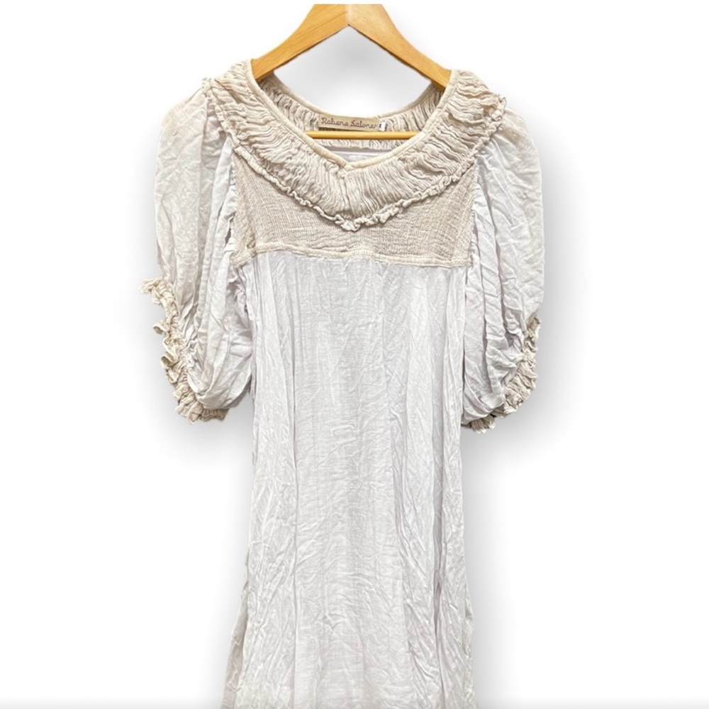 Rabens Saloner Boho Sheer Dress in a gauze fabric.